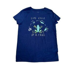 Cat & Jack Kids Navy "Life Cycle Of A Frog" Graphic T-Shirt Size M (7/8)
